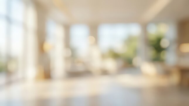 Blurred abstract interior luxury living room office background bright bokeh light modern home real estate architecture design