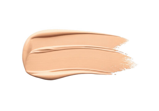 Beige liquid foundation makeup smear isolated on a transparent background