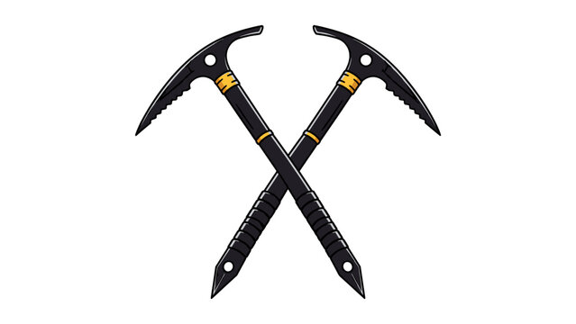 Crossed black ice axes vector illustration on white background