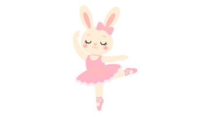 Cute bunny ballerina in pink tutu dancing illustration © Andrei