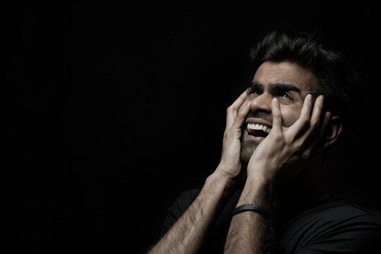 Man crying for help
