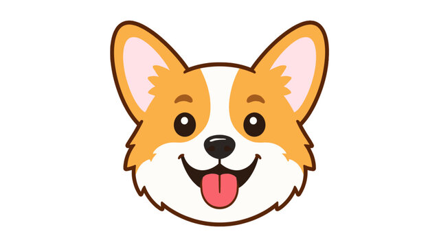 Cute corgi dog face cartoon vector illustration