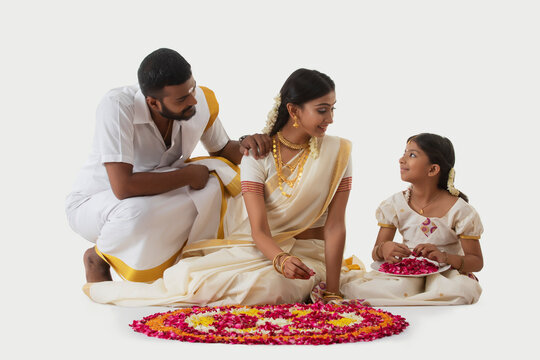 south indian family celebrating onam 
