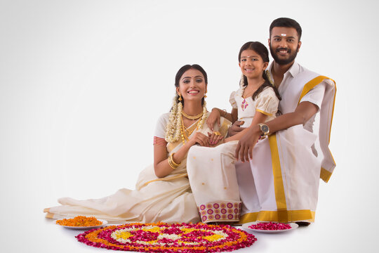 south indian family celebrating onam 