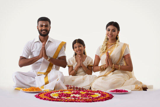south indian family celebrating onam
