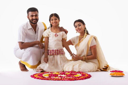 south indian family celebrating onam