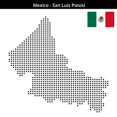 Obraz premium Map of Mexico region San-Luis-Potosí in medium size square dots