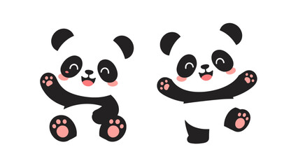 Cute panda cartoon characters isolated on white background © icon_art