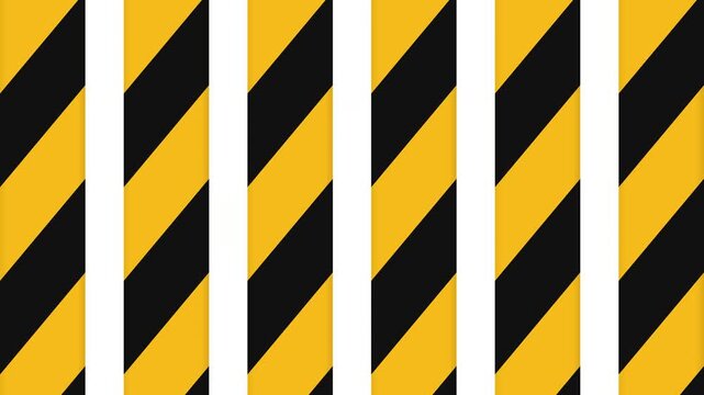 Yellow and black diagonal striped hazard warning pattern background stripes