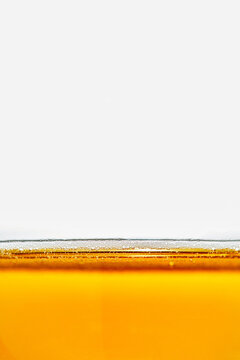 Close Up Golden Beer Liquid with Bubbles