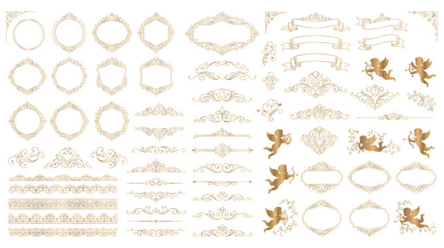 Golden ornate frames dividers and vintage flourishes.
