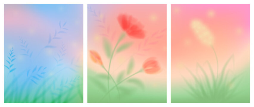 Abstract blur background with gradient pastel colors of soft green and blue tones. Blurry watercolor effect of fresh summer illustration with light and natural floral energy for modern design.
