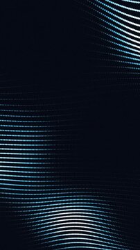 Abstract glowing lines of dots moving on a dark background
