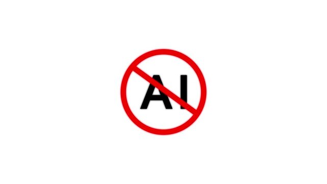 Anti-AI symbol with a bold design, perfect for content about protests against on a transparent background. motion graphic of ai automotion concept.