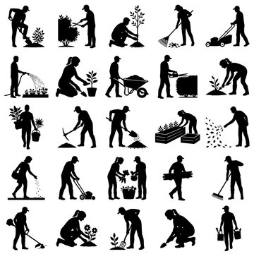 Gardening Activities Silhouette Collection