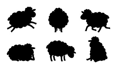 Black Sheep Silhouettes Vector Set, Farm Animal Icons, Livestock Graphics, Rural Countryside Mammal Collection, Simple Silhouette Art © Tanvir