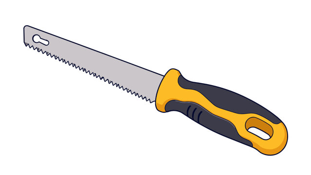 Keyhole saw color icon with yellow and black handle