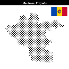 Fototapeta premium Map of Moldova region Chișinău in medium sized cross shaped dots