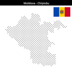 Obraz premium Map of Moldova region Chișinău in small cross shaped dots