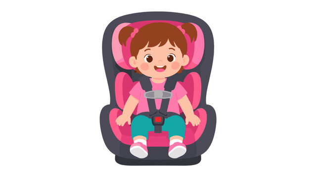 Cute little girl sitting in a child safety car seat
