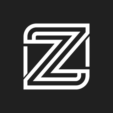 Modern white letter Z monogram on black background.