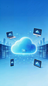 Cloud Computing Connectivity with Devices 3D Illustration