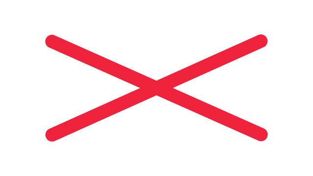 Red x symbol icon representing rejection denial or incorrect status with incorrect negative interface illustration isolated application business selection standard excluded
