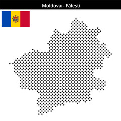 Fototapeta premium Map of Moldova region Fălești in medium sized cross shaped dots