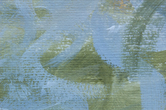 Elegant abstract painted background featuring layered blue, green and muted gold brush strokes with rich tactile texture. Ideal for luxury branding, editorial design, packaging, wall art and creative 