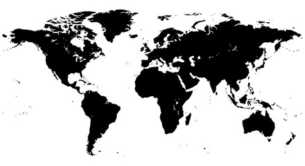 World Map Silhouette On White Background Geographic Representation Of Continents © JOHIRUL_STUDIO