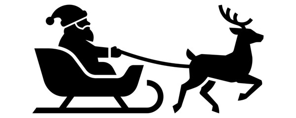 Obraz premium Santa Claus in sleigh with reindeer solid glyph icon