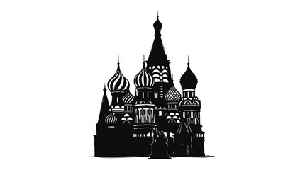 Saint Basil s Cathedral Silhouette Against White Background © munna