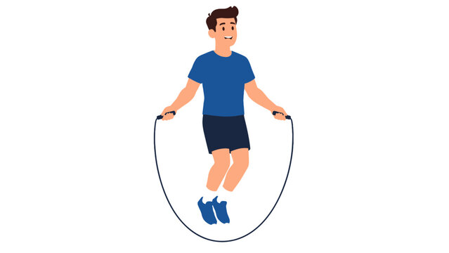 Man jumping rope in fitness exercise vector illustration