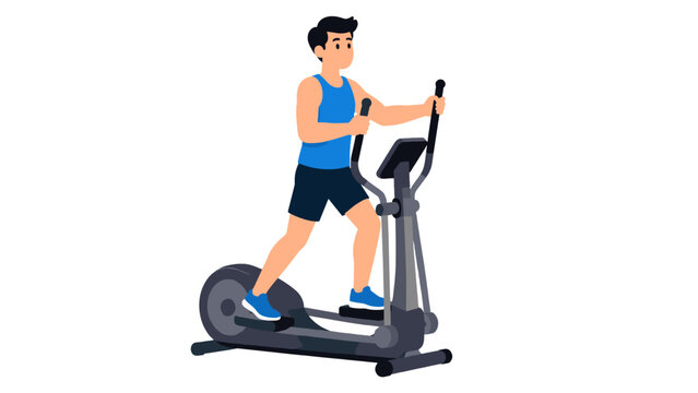 Man exercising on an elliptical trainer fitness machine