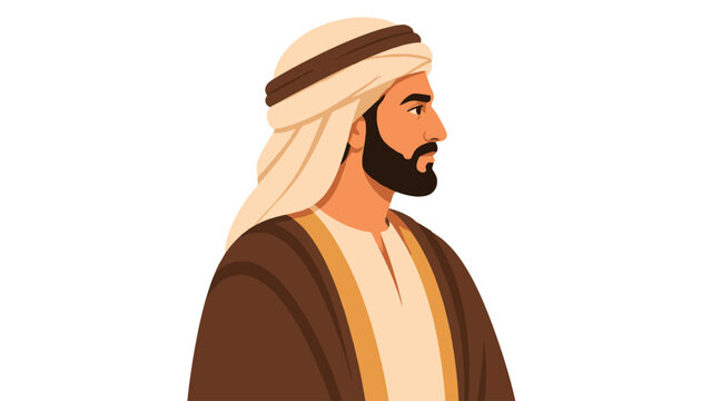 Side profile illustration of bearded man wearing turban