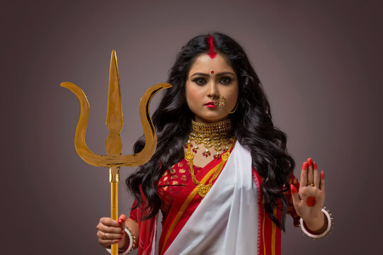 Potrait of a Bengali Married Woman as Goddess Durga