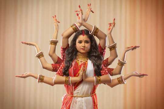 Potrait of a Bengali Married Woman as Goddess Durga