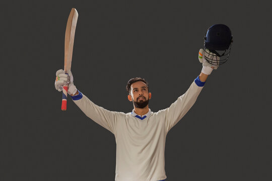 batsman celebrating his century