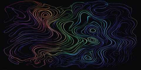 Abstract contour line pattern with rainbow gradient colors on dark background abstract gradient topographic colorful background geography spectrum technology visualization geometric © MOHAMAD