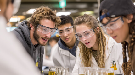 Obraz premium group_of_students_working_on_science_experiment