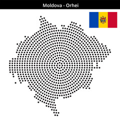 Obraz premium Map of Moldova region Orhei in concentric medium dots