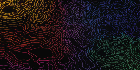 Rainbow topographic contour lines abstract background with topographic abstract background spectrum elevation geometry colorful cartography gradient topography geography visualization © MOHAMAD