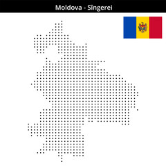Obraz premium Map of Moldova region Sîngerei in small size dots