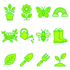 Obraz premium Spring Garden Icons Set