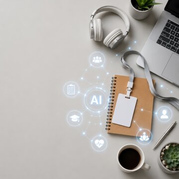 AI Connected Onboarding Workspace Flat Lay