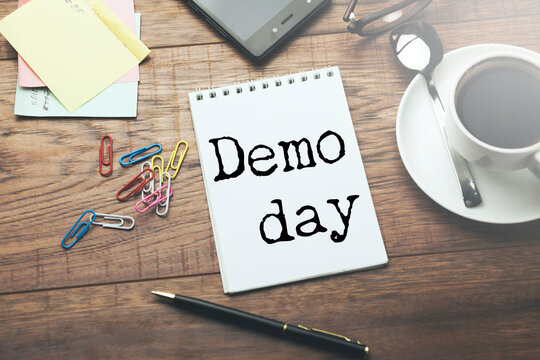 Demo day phrase written on white paper