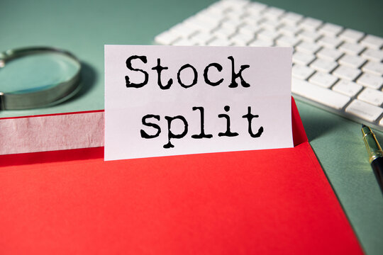 Conceptual words stock split written on white paper