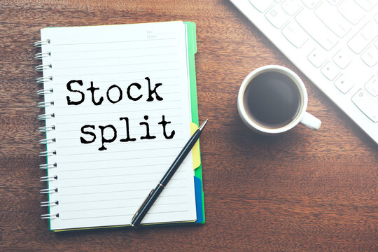 Conceptual words stock split written on white paper
