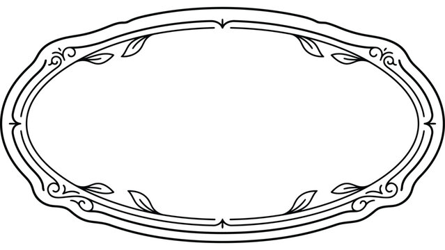 Vintage oval frame with floral details. Decorative border for wedding invitations or labels.