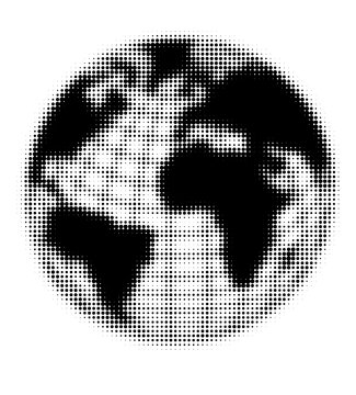 Black Globe World Halftone Dot Pattern Earth Art. Retro Pop Art Global Planet Illustration.